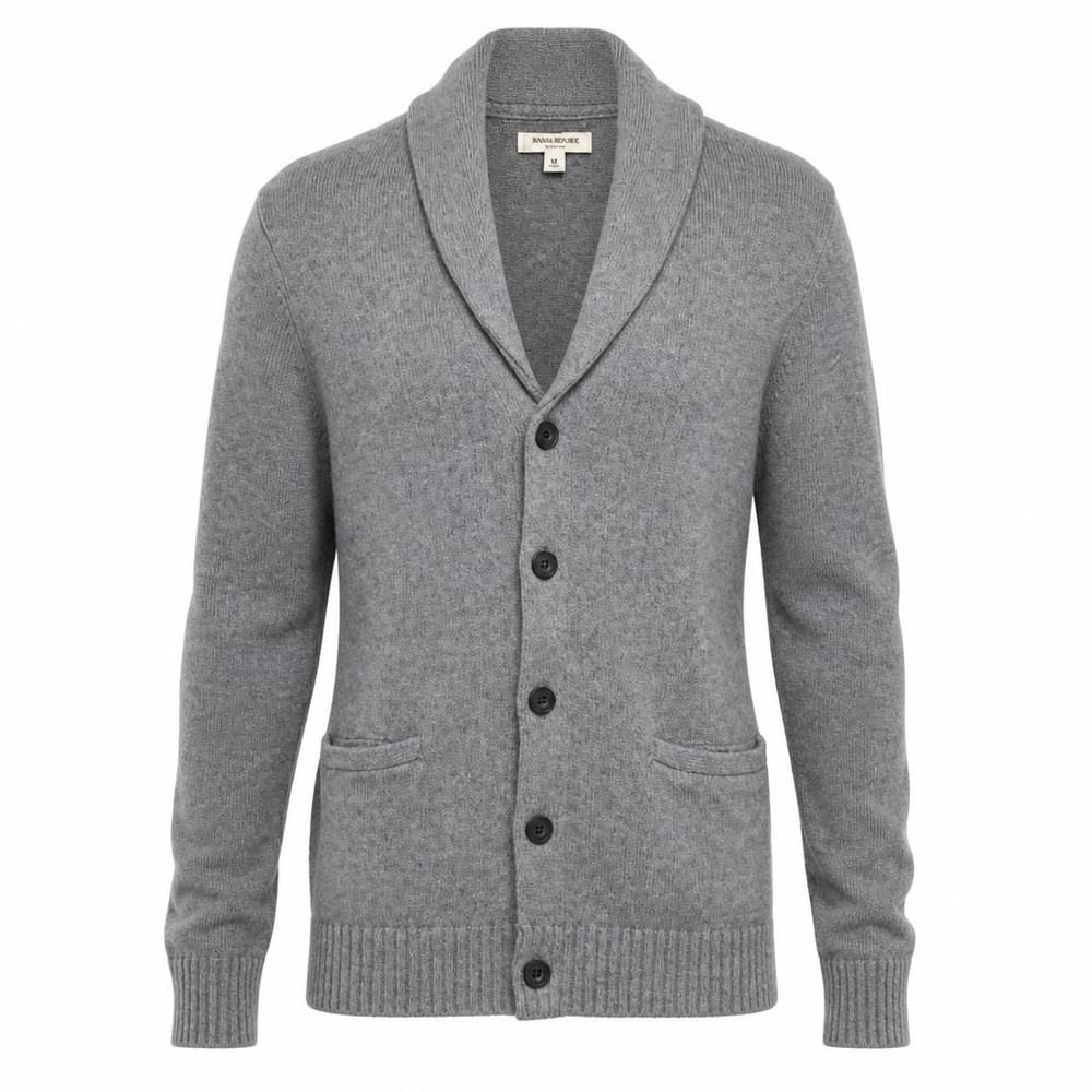 Goodthreads Cardigan Mens L Gray Shawl Collar Cotton Knit Button Front Casual